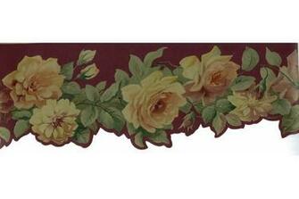 Home Maroon Yellow Rose Wallpaper Border