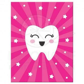 Kawaii Tooth On Pink Sunburst Background Cute Blank Note Card