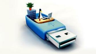 3d Flash Drive Office Wallpaper
