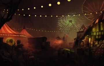 Wallpaper Night Light Bulb Balls Swing Horror Ghost Carousel