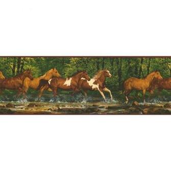 York Wallcovering Lake Forest Lodge Running Horses Border Wl5506blm