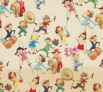 Vintage Children S Wallpaper Artist Unknown Illustration