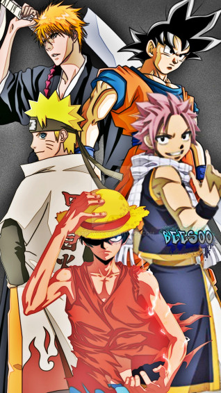 Natsu Naruto Goku Luffy Ichigo By Mathew06