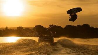 Wakeboarding At Sunset Computer Wallpaper Desktop