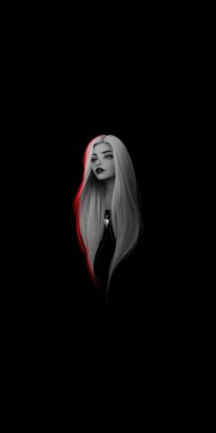White Hair Woman Long Minimal Art Wallpaper