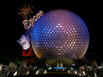 Epcot Spaceship Earth Night By Aretestock