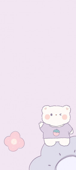 Cute Bear Purple Lavander Light Aesthetic Wallpaper