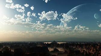 Planets Moon Sky Sci Fi Science Fiction Artistic Wallpaper Background