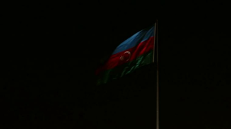 Baku Night With Azerbaijan Flag Stock Video Footage