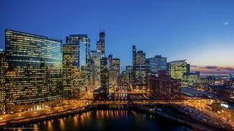 Wallpaper Chicago Illinois City Evening