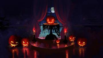 Pumpkin Yellow Halloween Party Wallpaper