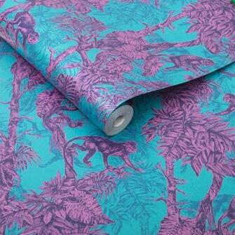 Ubud Mayhem Wallpaper Pink Blue