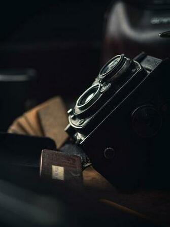 HD Wallpaper Black Twin Lens Reflex Camera Vintage Old Bokeh