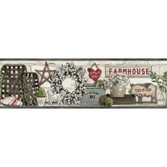 York Wallcoverings Farmhouse Shelf Wallpaper Border Lg1300bd The