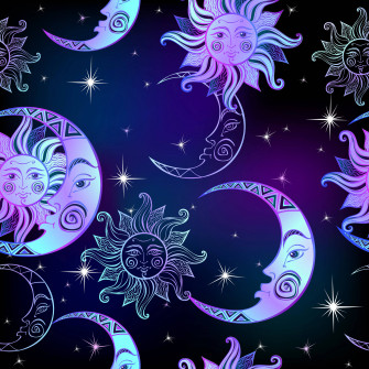Night Sun Moon And Stars Wallpaper