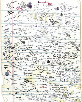 Eminem S Hand Written Lyrics For Lose Yourself R Pics