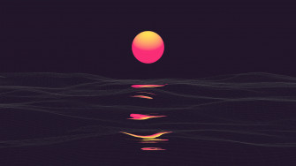 Retrowave Sunrise Reflection Clear Sky 4k Wallpaper HD Abstract