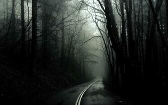 Trees Dark Forests Roads Monochrome Greg Martin Wallpaper