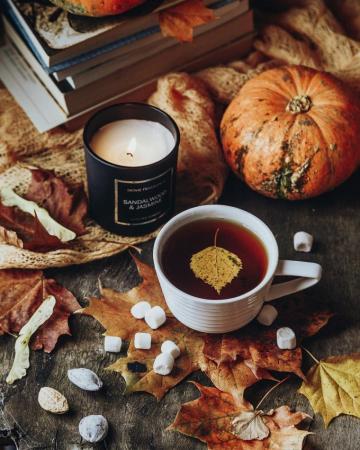 White Ceramic Cup On Brown Wooden Table Photo Autumn Image