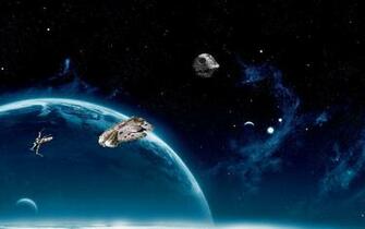 Death Star Falcon Aircraft X Wing Wallpaper Art HD