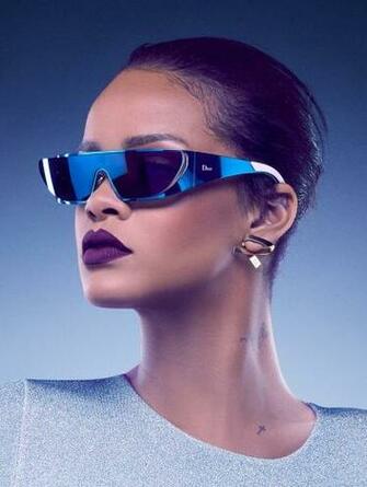 Rihanna Designs And Models Futuristic Sunglasses For Dior