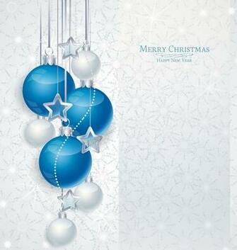 White Christmas Background With Blue Ornaments Gallery