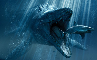 Caption Prehistoric Aquatic Reptile Swimming In Deep