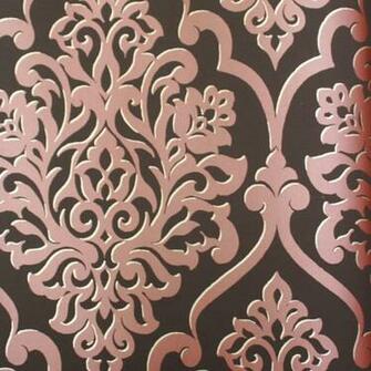 Mood Living Nino Red Bronze And Dark Brown Damask Wallpaper