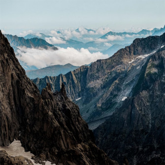 Mountains Under White Sky 5k iPad Pro Wallpaper