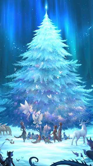 Christmas Tree Fantasy Forest 4k Wallpaper iPhone HD Phone 5940h