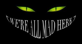 Smile Cheshire Cat Black Mad Eyes Dark Halloween Wallpaper Background