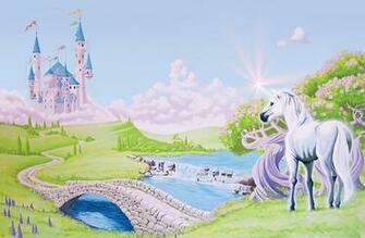 Princess Castle With Unicorn Wallpaper Mural Style