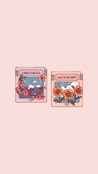 Kawaii Aesthetic Flower Stickers Wallpaper