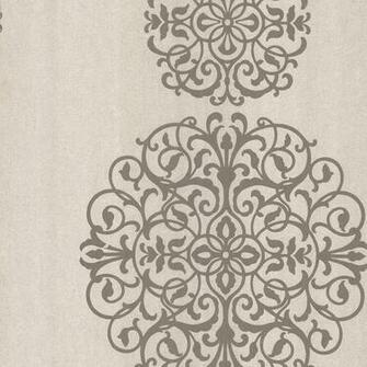 Brewster Home Fashions Salon Medallion Stripe Wallpaper In Tonal Beige