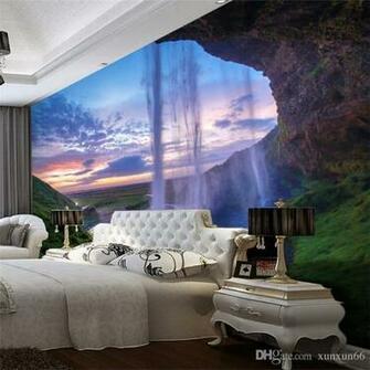 3d Wallpaper Beautiful Sunset Waterfall Photo Wall Mural Living