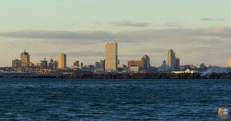 Milwaukee Skyscrapers Reflecting The Orange Light Of Falling Sun