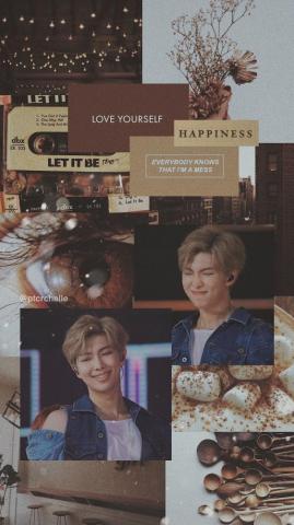 Namjoon Cute Daddy Smile Brown Aesthetic Lockscreen By