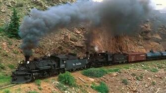 Steam Locomotive In The Mountains Wallpaper