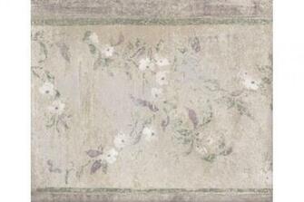 Green Silver White Stone Floral Wallpaper Border