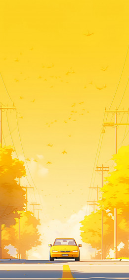 Yellow Car On Aesthetic Wallpaper Sunny Art