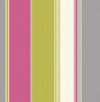 Contemporary Striped Wallpaper In Hot Pink Lime Silver From Debona