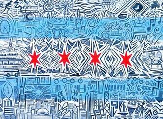 Chicago Flag Painting Pictographic By