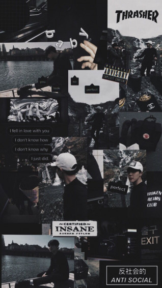 Collage Black Aesthetic Jimin Bts Wallpaper Gelap