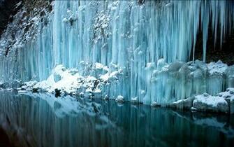 Waterfall Water Reflection Rivers Ze Frozen Snow Winter Wallpaper