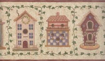 Country Vine Bees Bird Houses Wallpaper Border Farmhouse