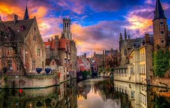 Wallpaper The Evening Belgium Brugge Image For Desktop Section