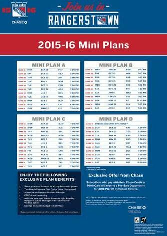 Mini Season Plans New York Rangers Tickets