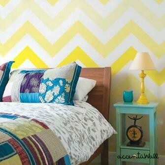 Chevron Yellow Peel Stick Fabric Wallpaper Repositionable Would