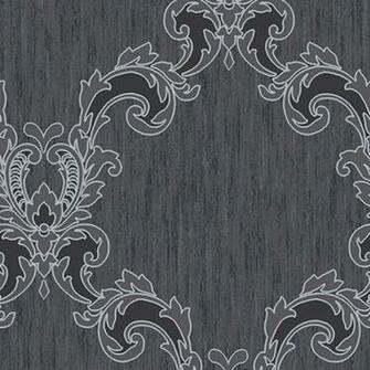 Home Selene Baroque Damask Ebony Wallpaper By Vymura London M0856