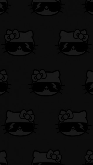 Dark Hello Kitty Pattern Wall Walpaper